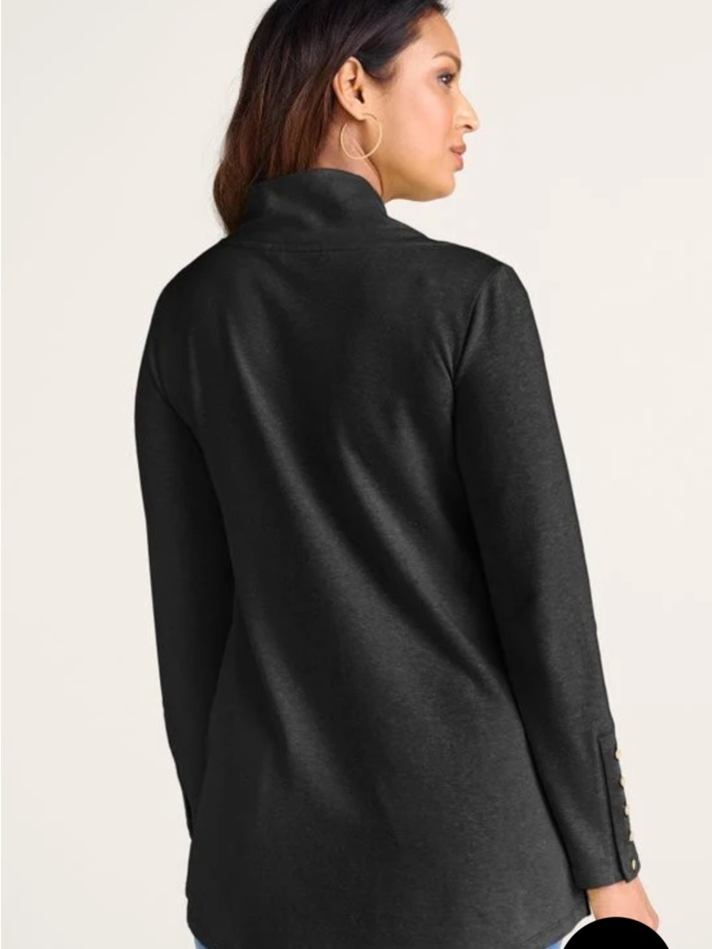 Soft Surroundings Brinley French Terry Tunic Black Cowl Neck Buttons Size S New - Picture 5 of 10